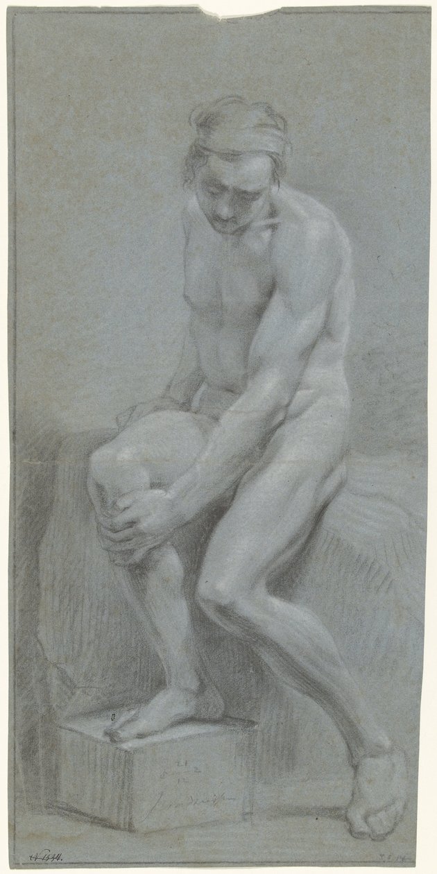 Seated Male Nude, Left Hand on Right Knee by Jurriaan Andriessen