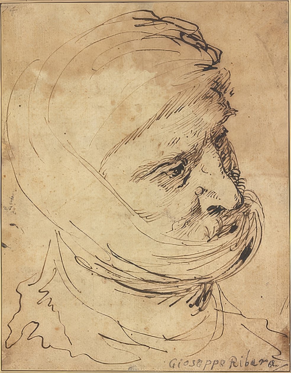 Bearded Head with Cloth Tied Around the Chin by Jusepe de Ribera