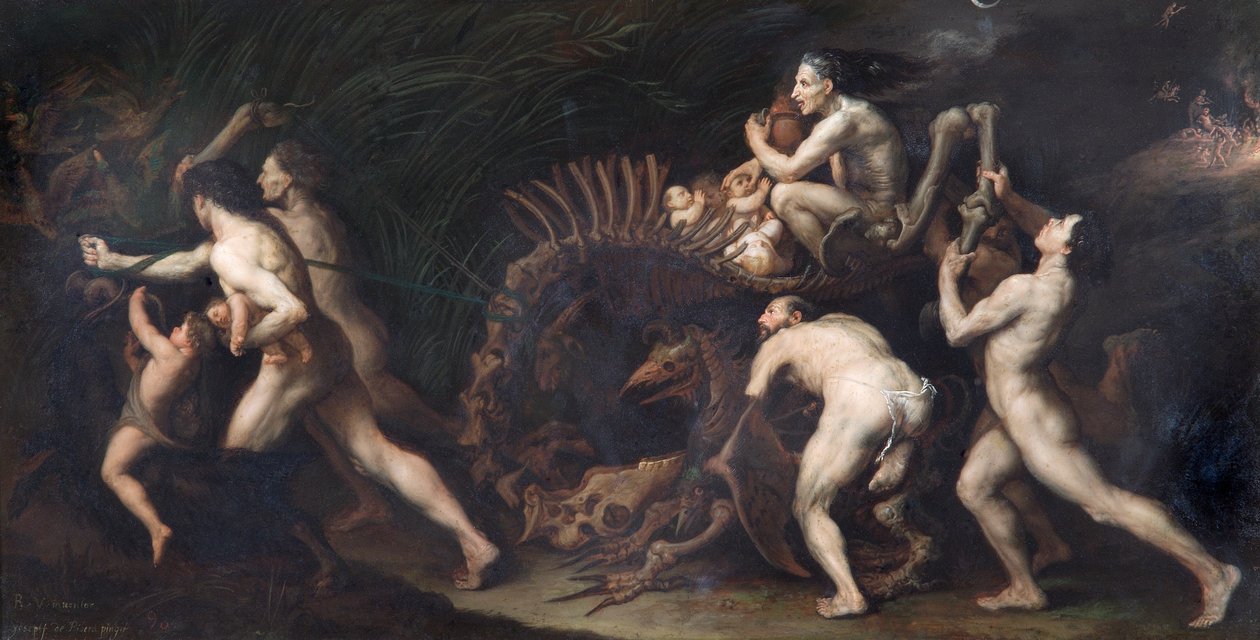 La Carcasse: A Witch Being Drawn On The Skeleton Of A Monster by Jusepe de Ribera