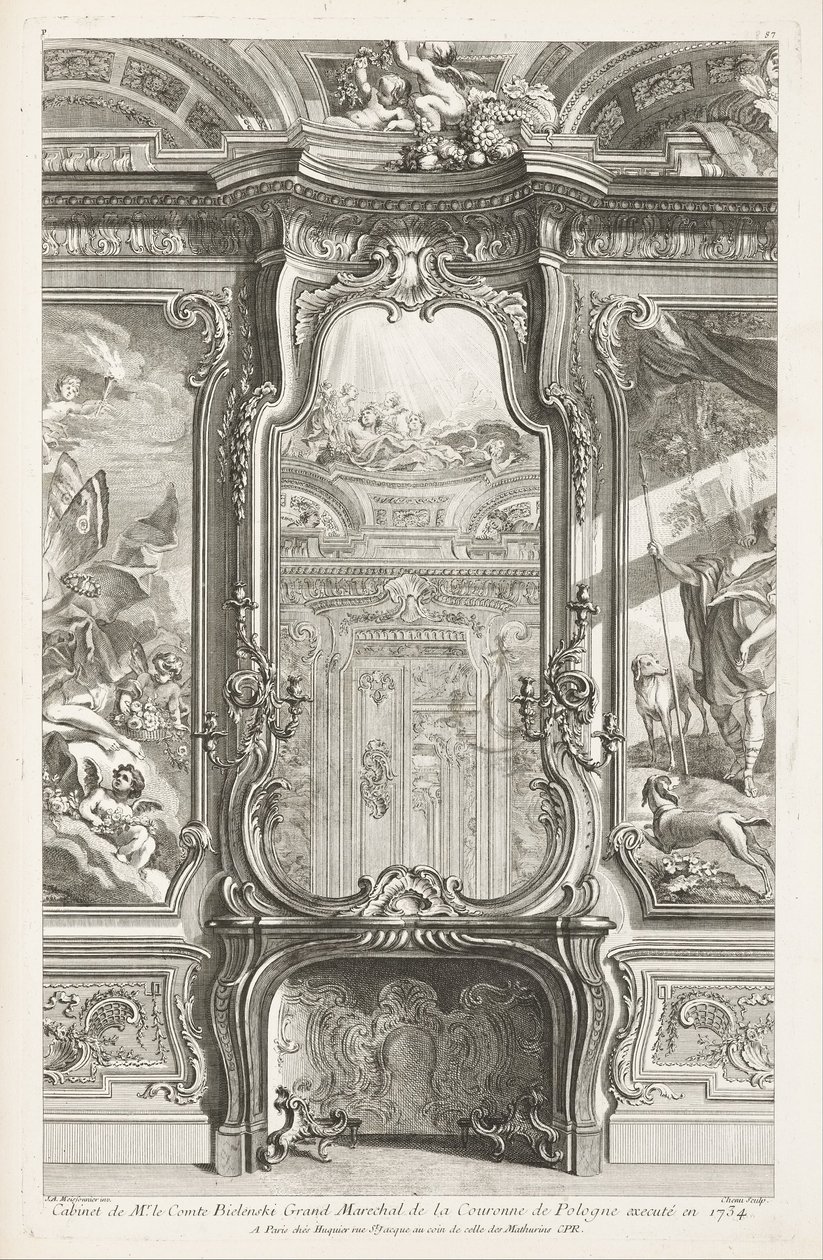 Cabinet of Count Bielinski Grand Marshal of the Crown of Poland Executed in 1734, 1st Plate by Juste Aurèle Meissonnier