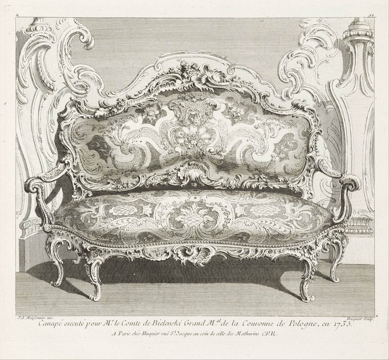 Sofa Executed for Count Bielinski in 1735, 4th Plate by Juste Aurèle Meissonnier
