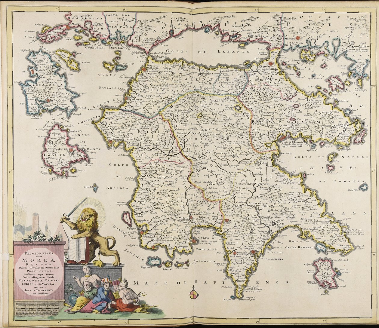 Peloponnesus Today the Kingdom of Morea, Distinctly Divided into All Its Modern and Ancient Provinces, Including the Islands of Cephalonia, Zante, Cerigo, and St. Maura by Justus Danckerts by Justus Danckerts
