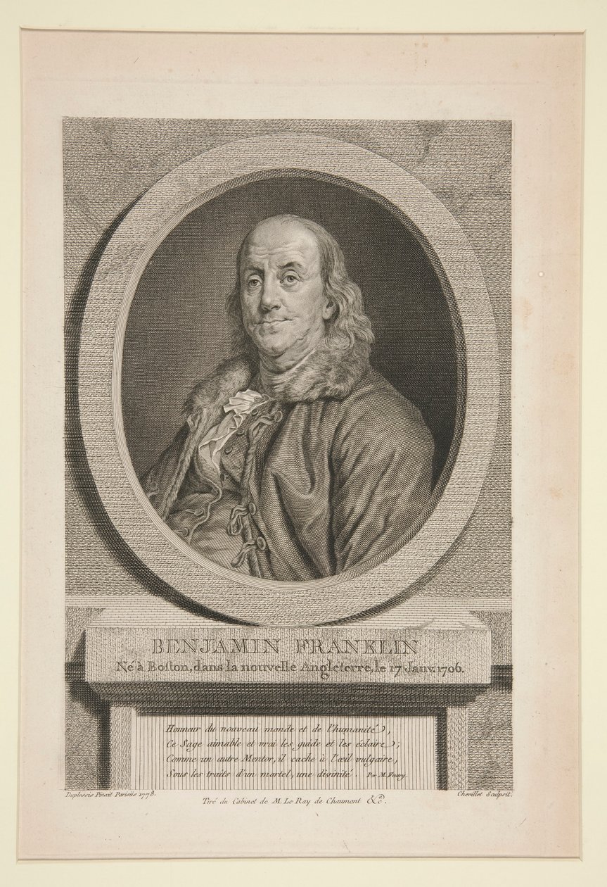 Benjamin Franklin, born in Boston, New England, January 17, 1706 by Justus Chevillet