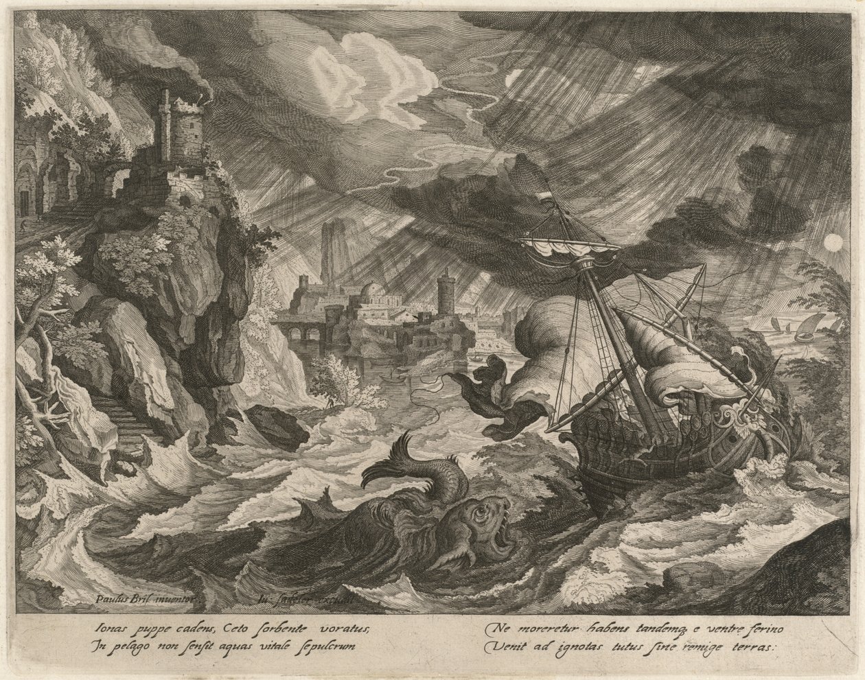 Jonah Thrown into the Stormy Sea by Justus Sadeler after Paul Bril