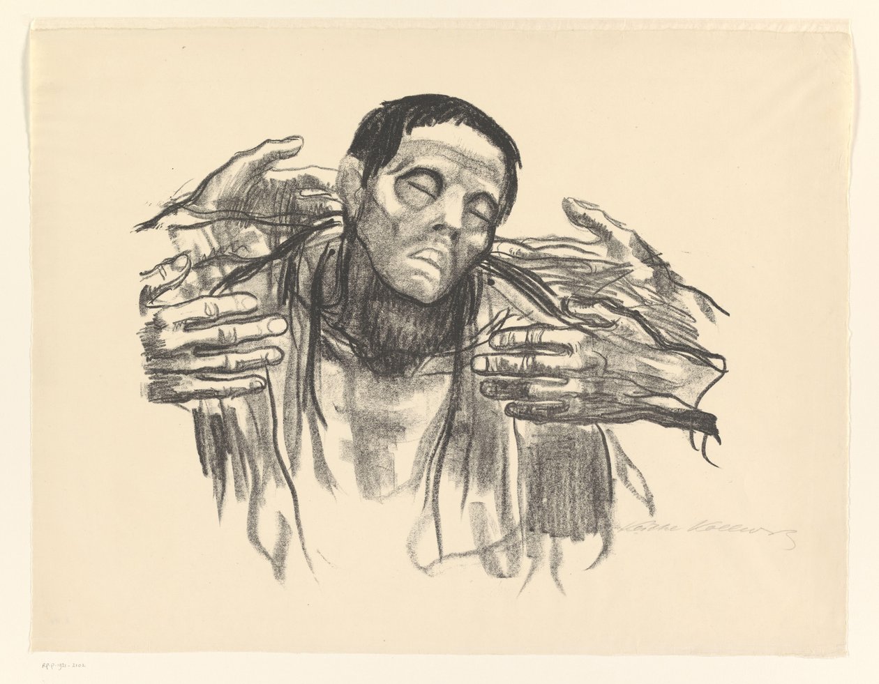 Man and Four Hands by Käthe Kollwitz (signed by artist)
