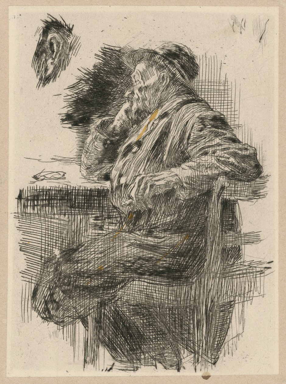 Man Sitting at the Table by Käthe Kollwitz