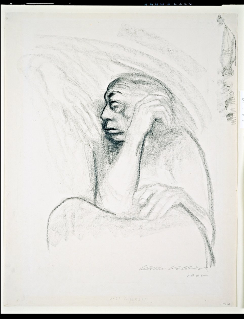 Self Portrait with Hand of Death by Käthe Kollwitz