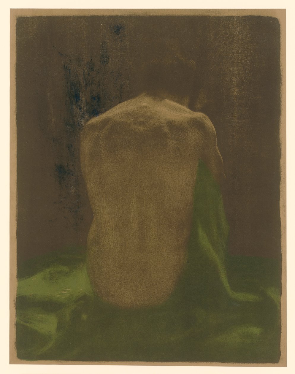 Female Nude Back on Green Cloth (2nd State) by Käthe Kollwitz
