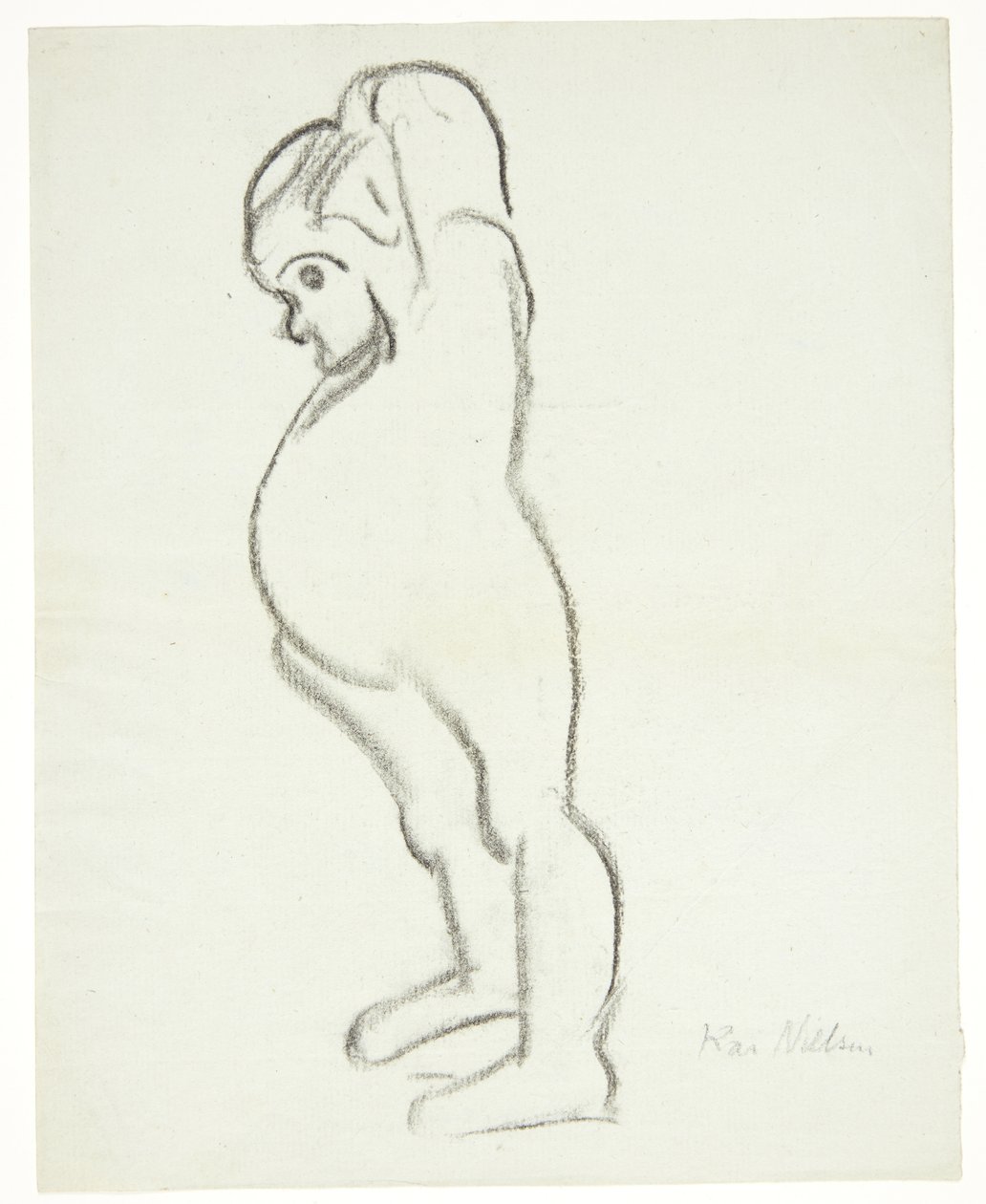 Standing Child Pulling Chemise Over Head by Kai Nielsen