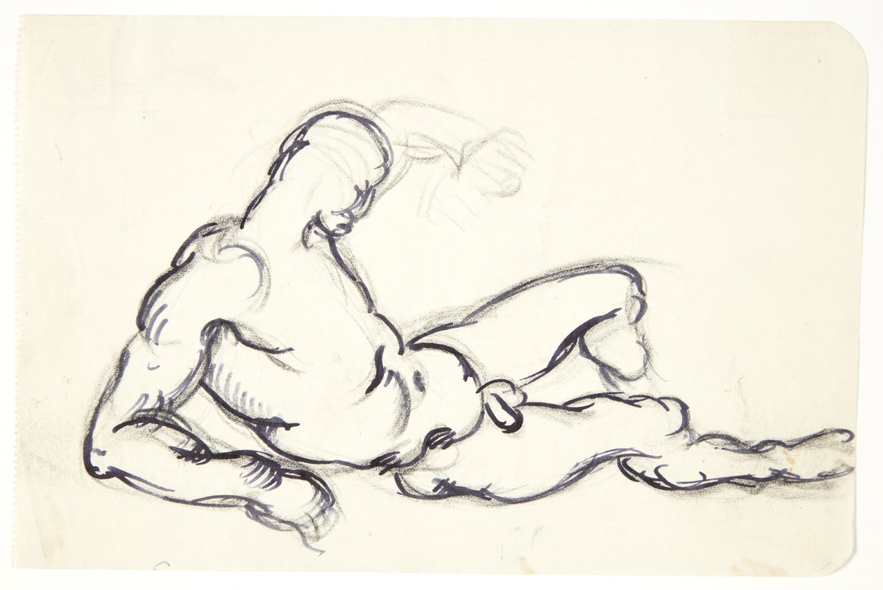 Study of a Reclining Nude Man. Study for the Adam Figure in the Group 