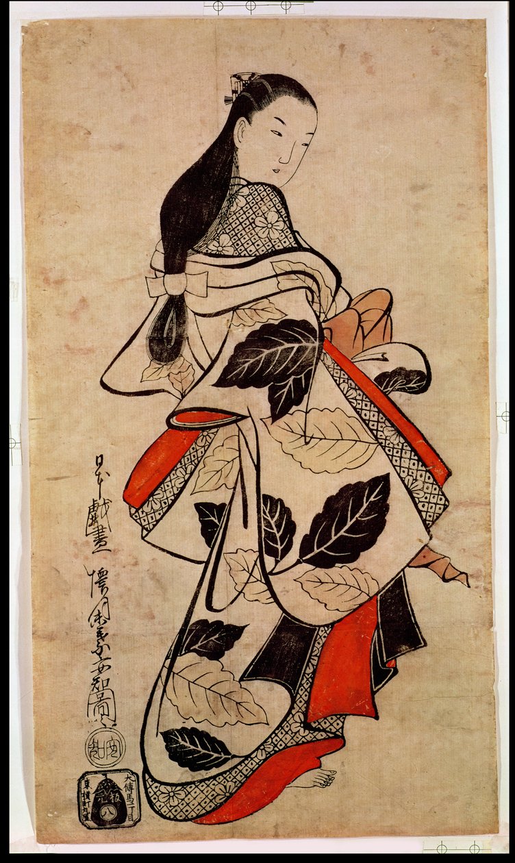 Standing courtesan by Kaigetsudo Anchi