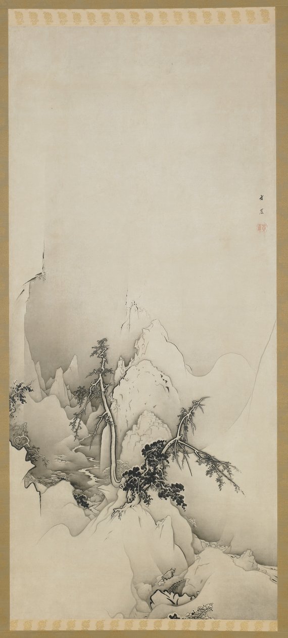 Winter Landscape: a Ravine by Kano Hogai