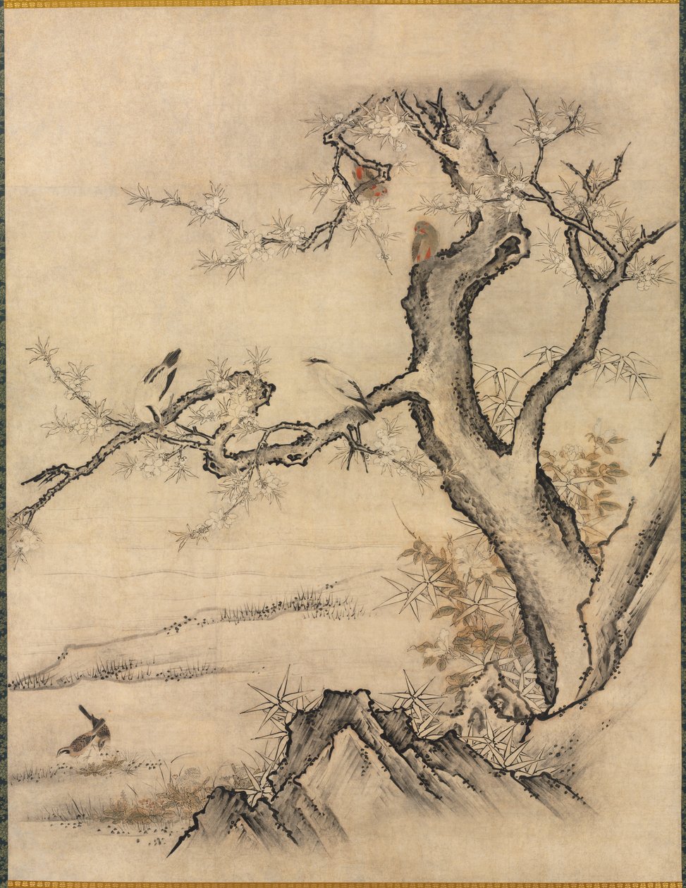 Flowers and Birds in a Spring Landscape by Kano Motonobu