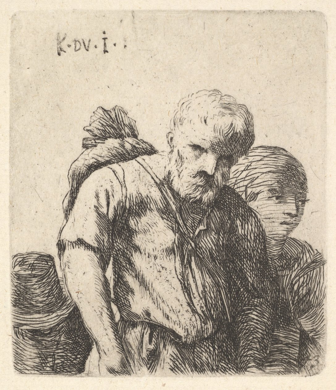 Bearded Man Shown in Half-Length with Bundle Slung Over Right Shoulderblade by Karel Du Jardin