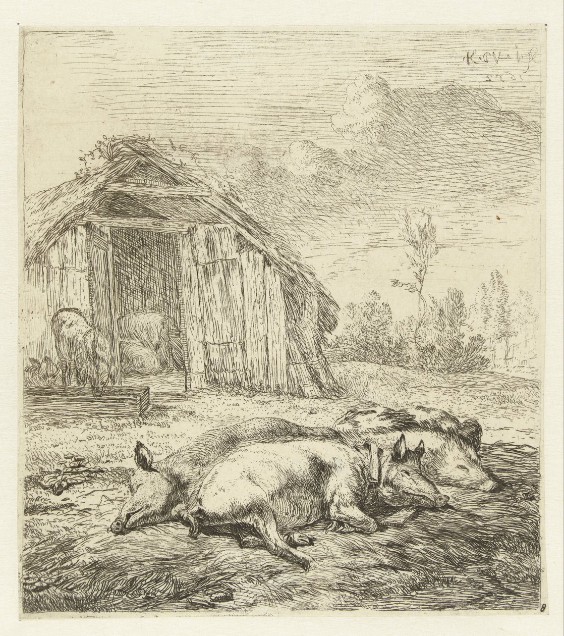 Three Pigs in Front of a Pen by Karel Du Jardin