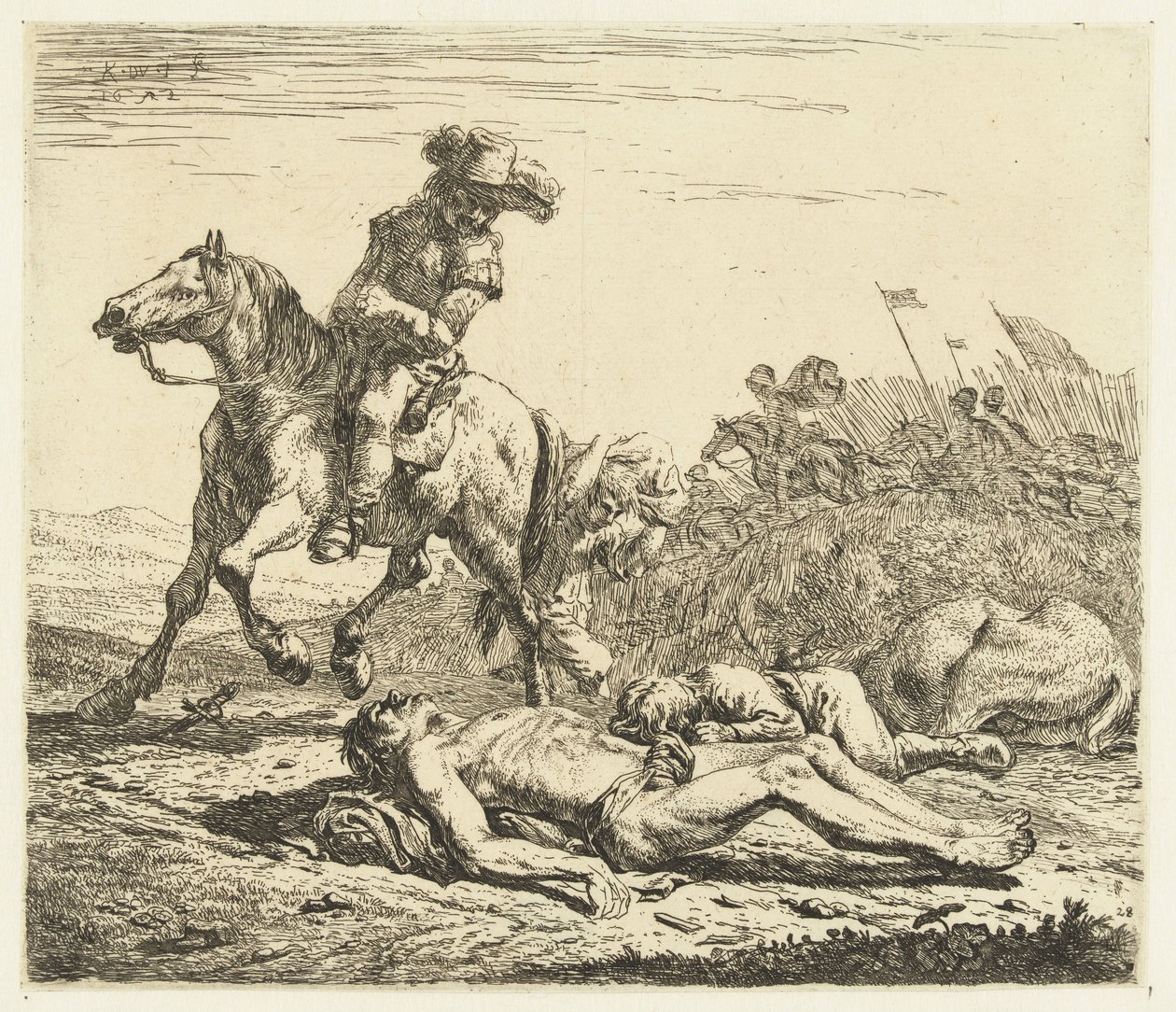 Battlefield with Soldier on Horseback and Two Dead by Karel Du Jardin