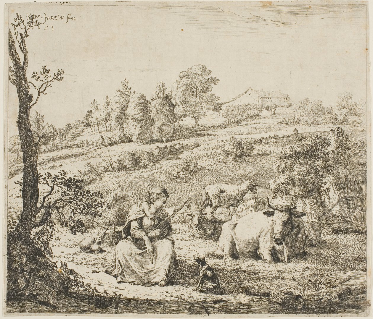 A Shepherdess Speaking to Her Dog by Karel Dujardin