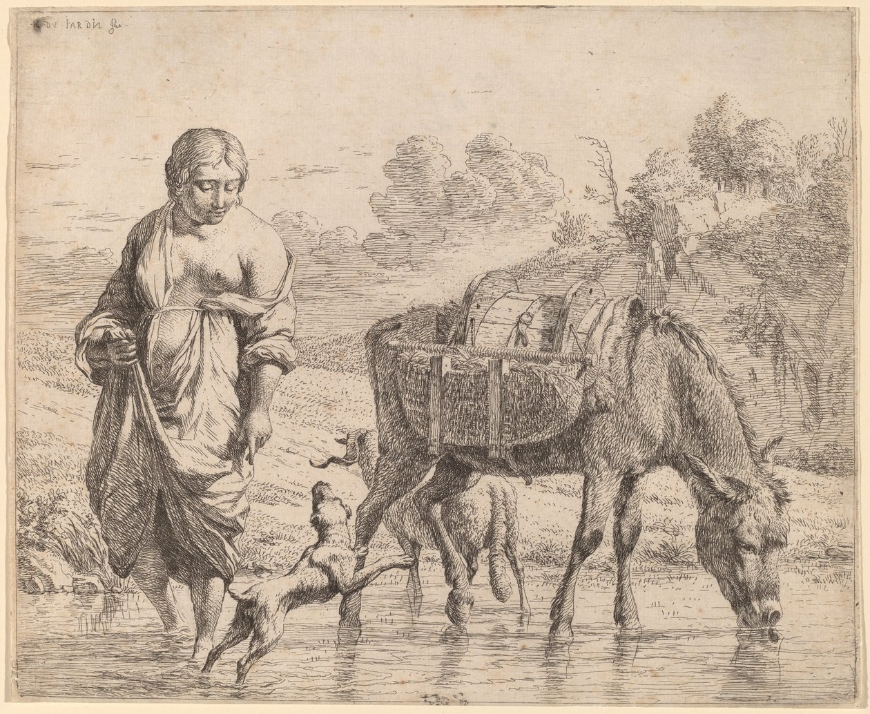 Woman Crossing a Stream by Karel Dujardin