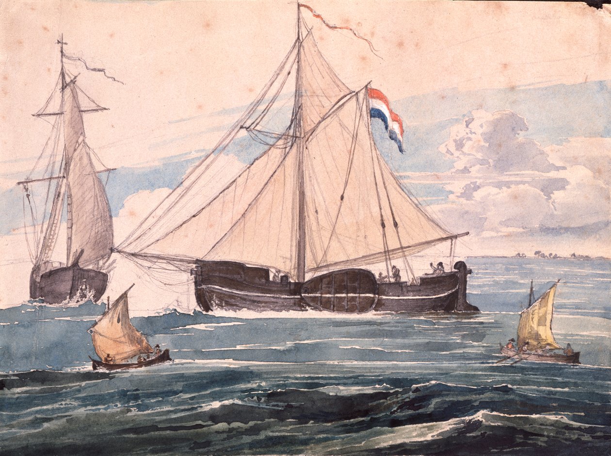 Gunboat near Helvoet, Holland by Karl Bodmer