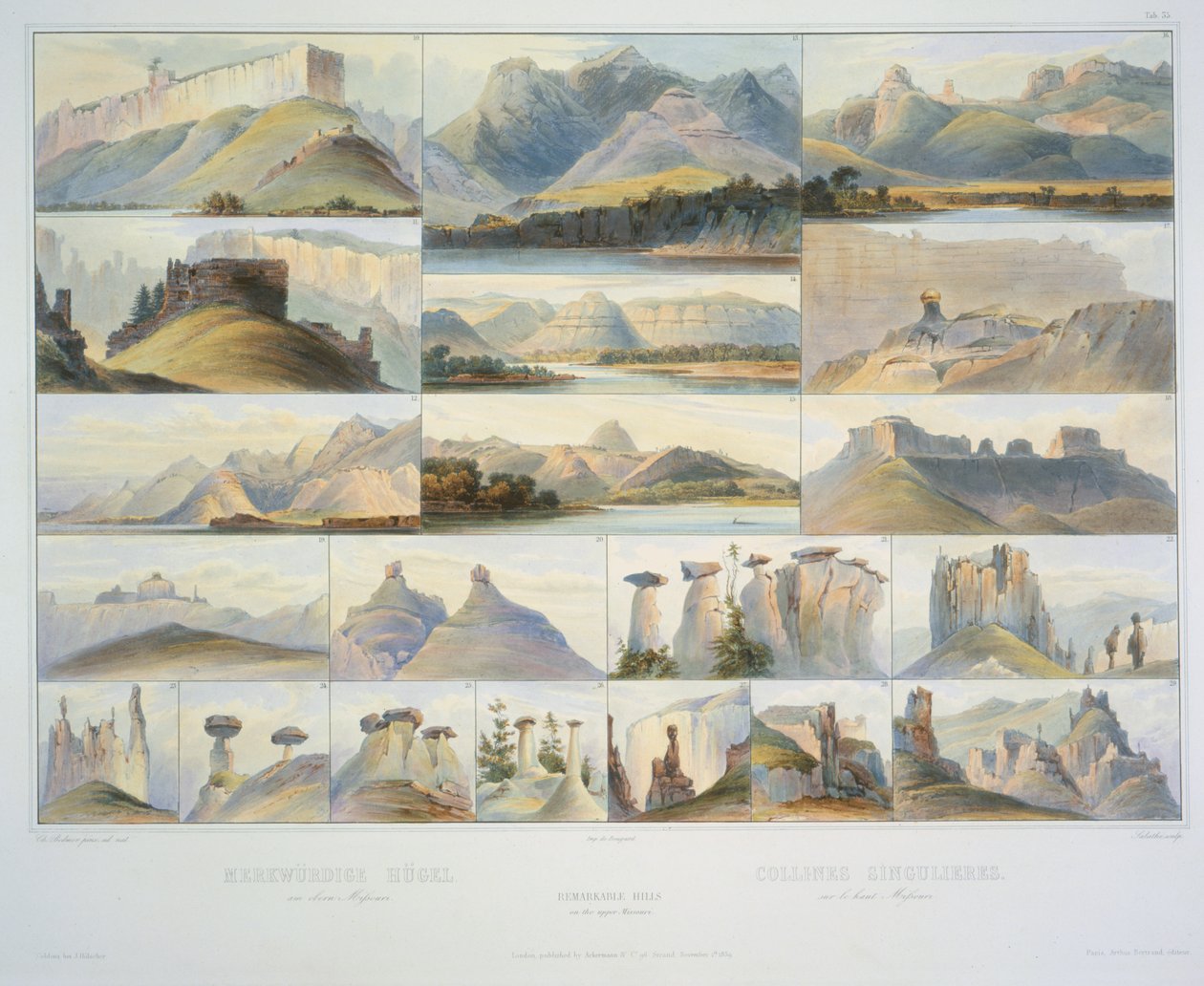 Remarkable Hills on the Upper Missouri by Karl Bodmer