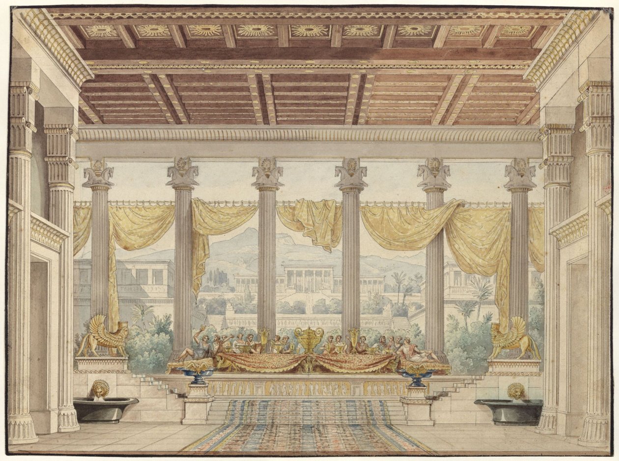 Alexander and Darius. Tragedy by Friedrich von Uechtritz. Design for the 4th Decoration. Open Hall by Karl Friedrich Schinkel