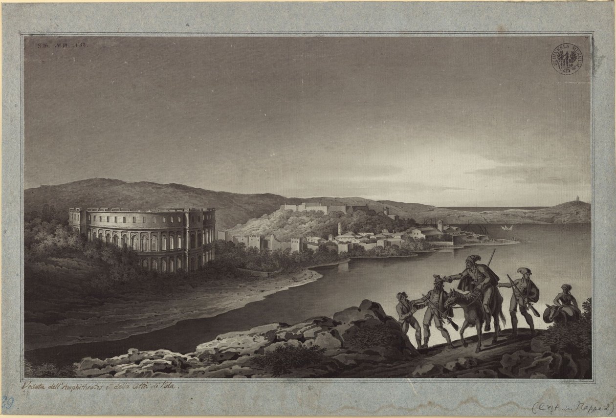 View of the Amphitheater and the City of Pola in Istria by Karl Friedrich Schinkel