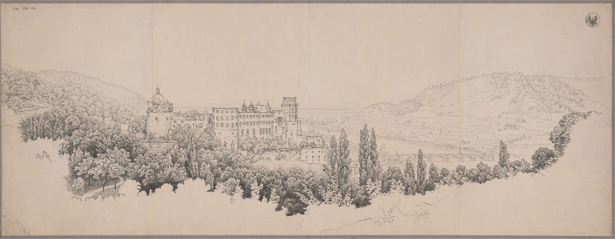 View of Heidelberg Castle with the Neckar Bridge and the Neckar Valley by Karl Friedrich Schinkel
