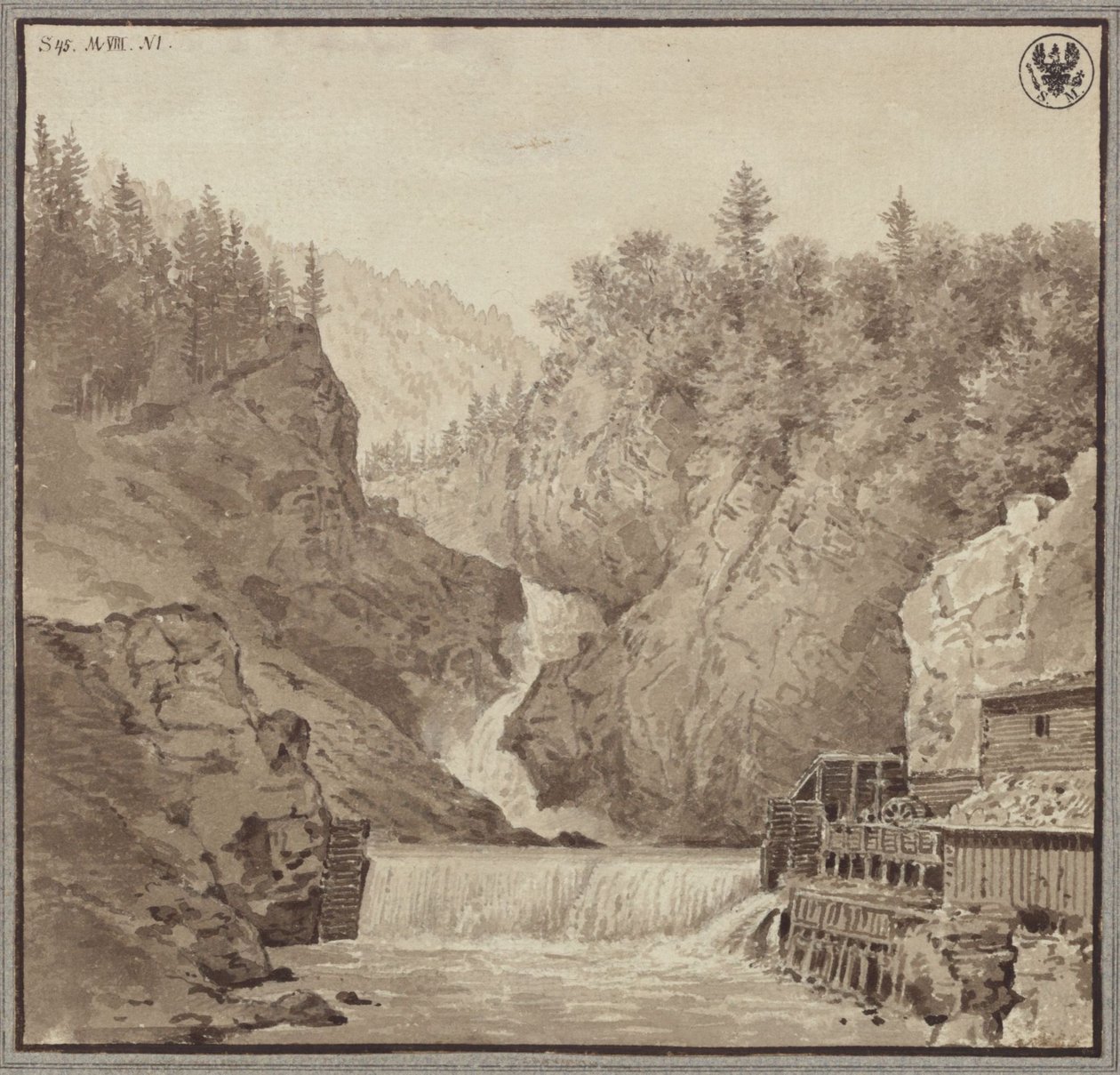 View of the Waterfall at Lend in Salzburg by Karl Friedrich Schinkel