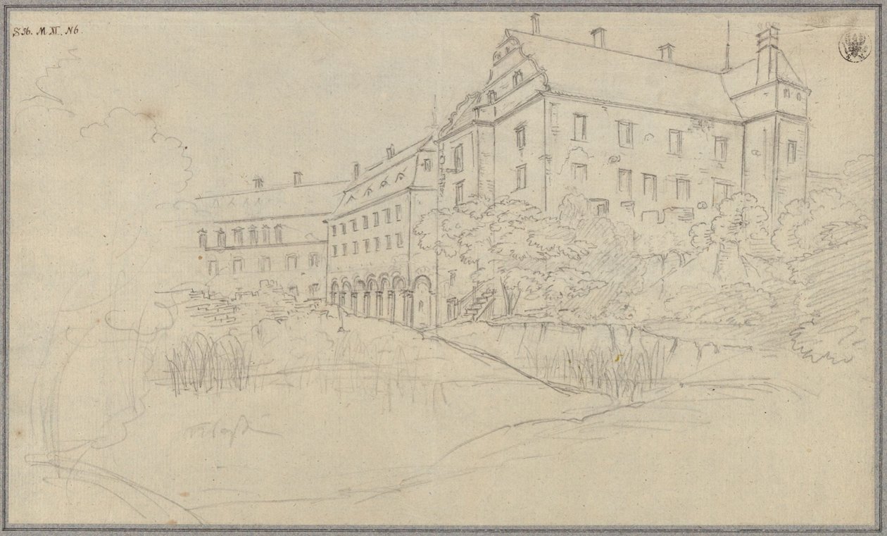 View of a Castle with Renaissance Gables in Silesia or Bohemia by Karl Friedrich Schinkel