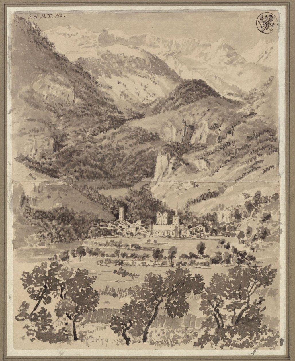 View of Brig with Surroundings in the Swiss Canton of Valais by Karl Friedrich Schinkel
