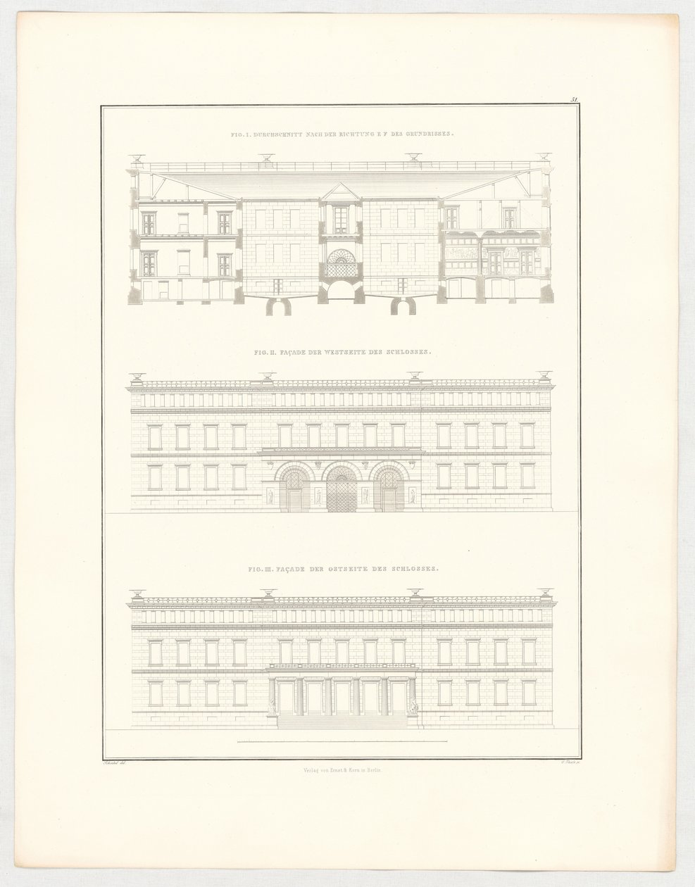 Views of Krzescowice Castle, Plate 51 from the Series "Collection of Architectural Designs" by Karl Friedrich Schinkel