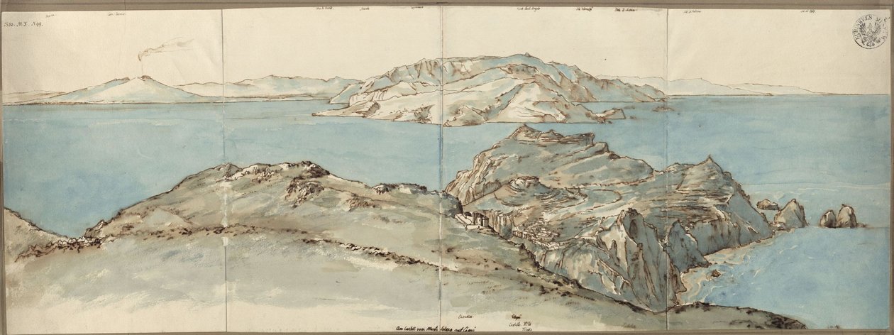 View from the Castle of Monte Solaro on Capri to the Northeast on the Gulf of Naples with Vesuvius by Karl Friedrich Schinkel