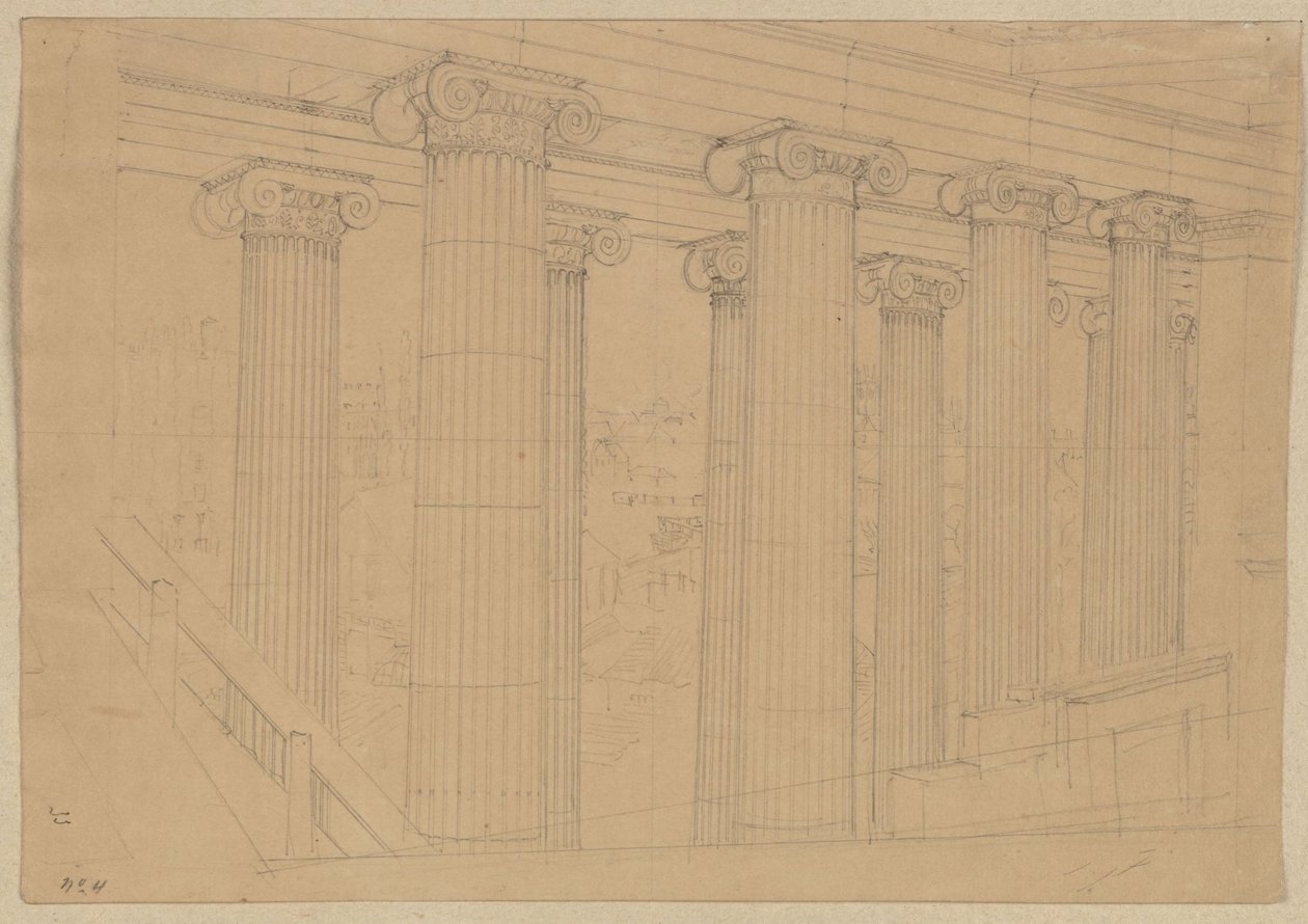Berlin. Old Museum at Lustgarten. View from the Hall during Construction by Karl Friedrich Schinkel