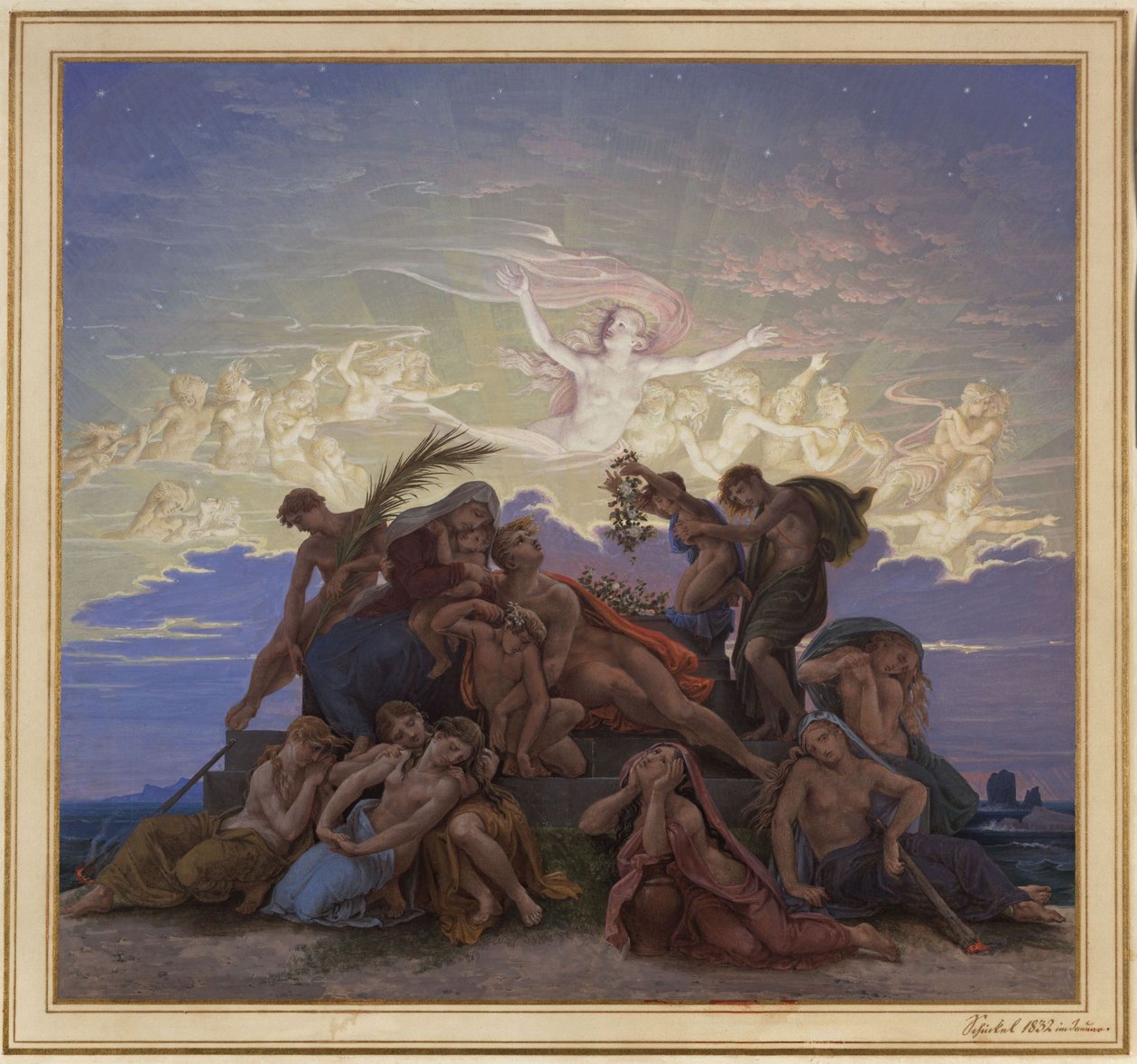 Berlin. Old Museum at Lustgarten. Design for the Mural "Mourning at the Tumulus" by Karl Friedrich Schinkel