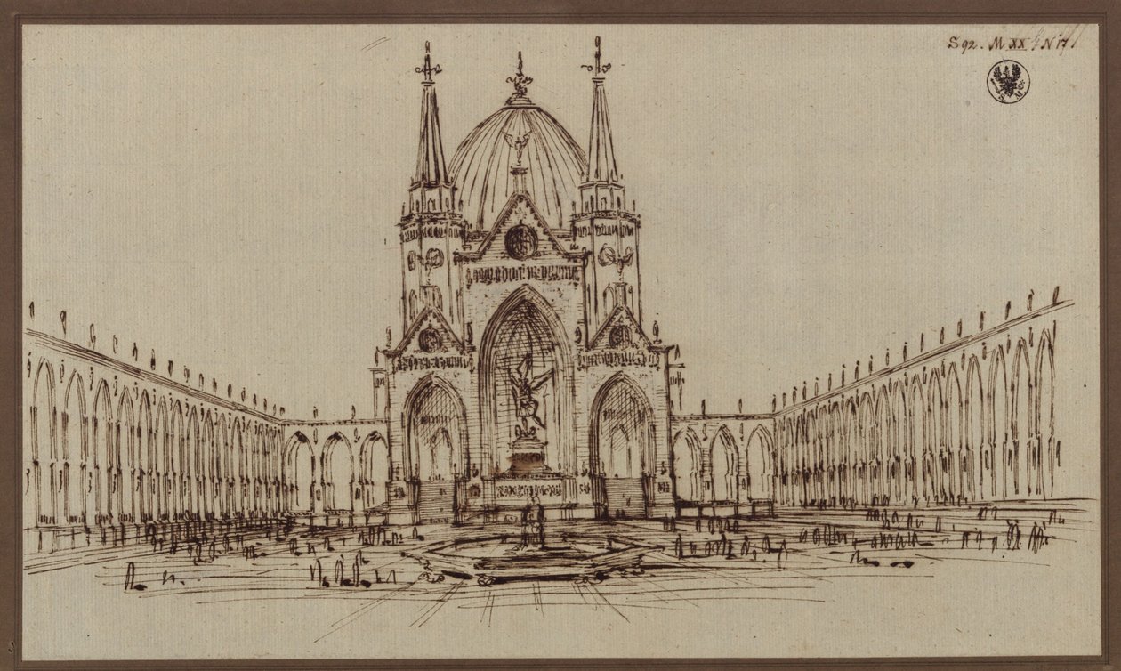 Berlin. Design for a Cathedral as a Monument for the Wars of Liberation (Liberation Cathedral) by Karl Friedrich Schinkel