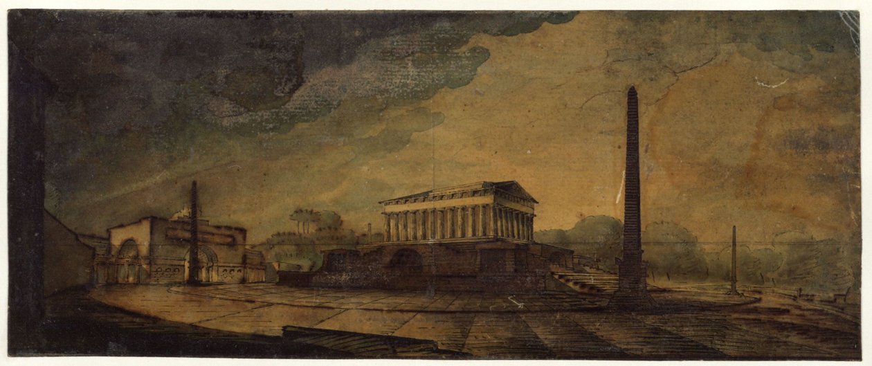 Berlin, Leipziger Platz. Design for the Monument to Frederick II, the Great by Karl Friedrich Schinkel