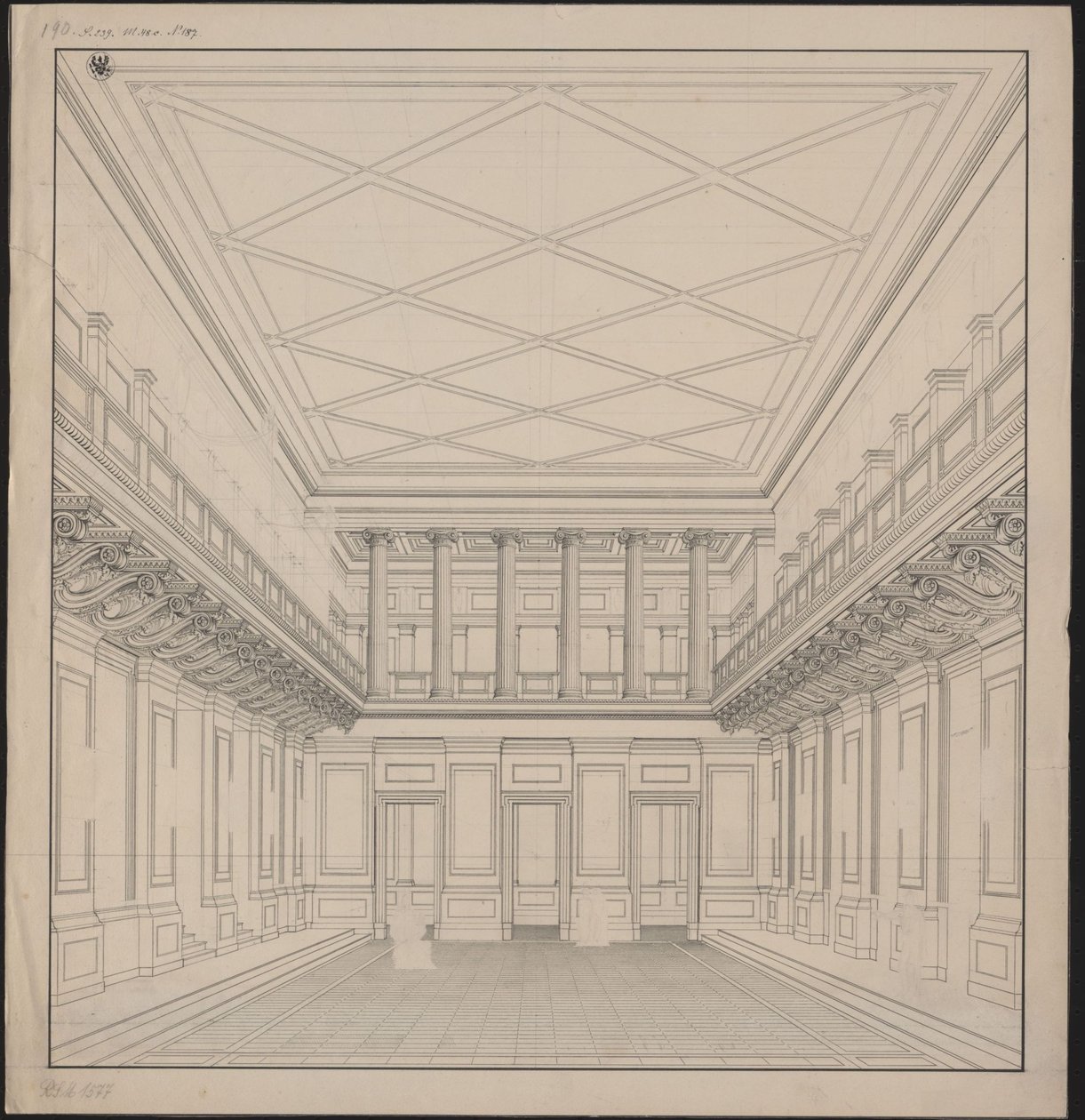 Berlin. Schauspielhaus at Gendarmenmarkt, Concert Hall. View by Karl Friedrich Schinkel
