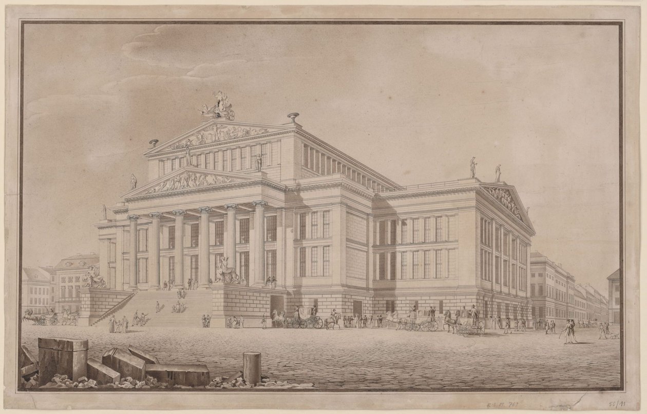 Berlin. Schauspielhaus on Gendarmenmarkt. Perspective View by Karl Friedrich Schinkel