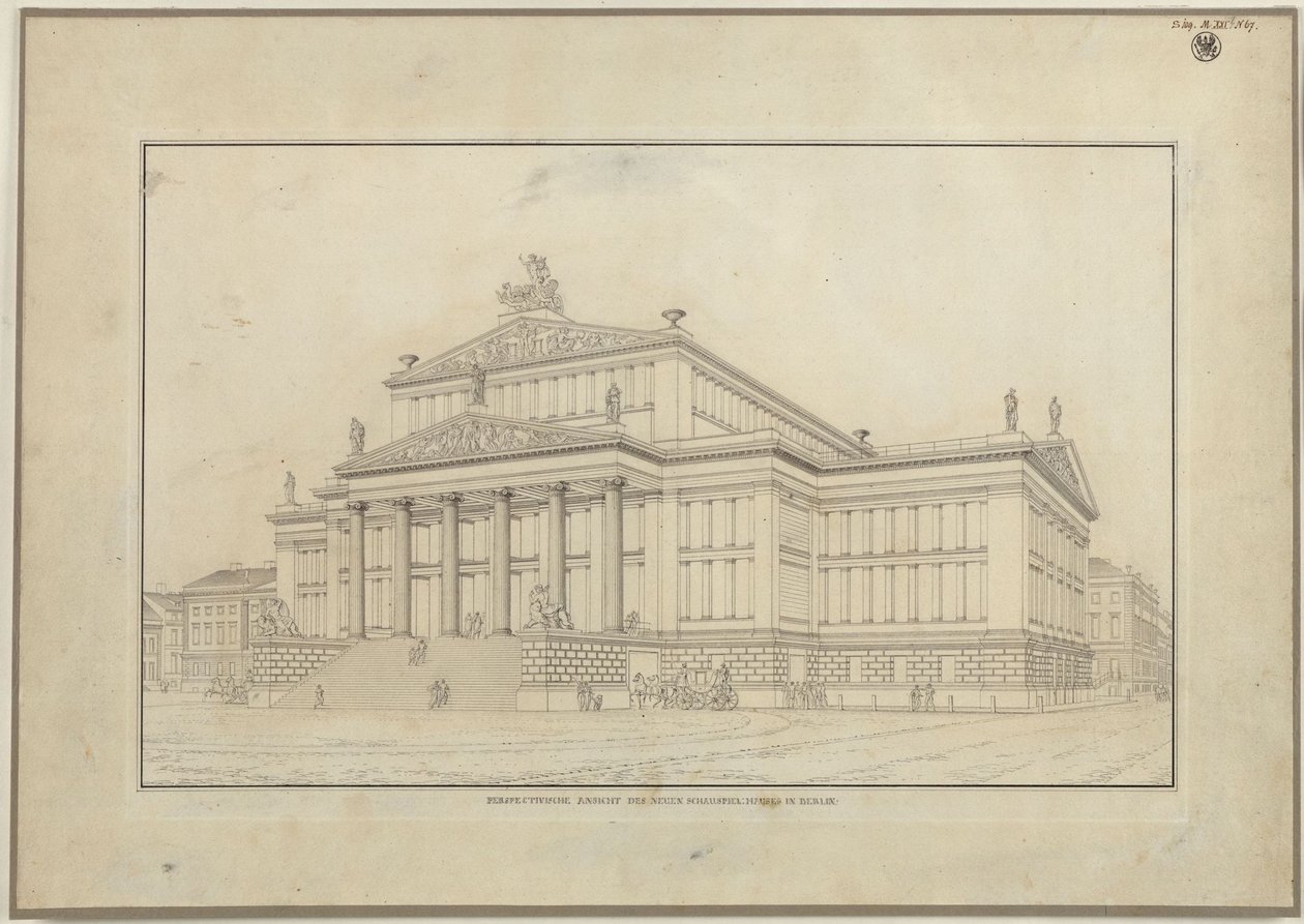Berlin. Schauspielhaus on the Gendarmenmarkt. Perspective View of the Front Side by Karl Friedrich Schinkel
