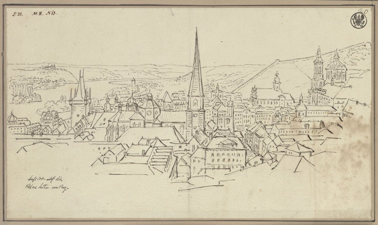 The Lesser Town in Prague from Hradčany by Karl Friedrich Schinkel
