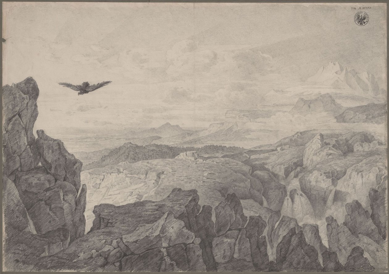 Mountain Landscape with Soaring Eagle by Karl Friedrich Schinkel