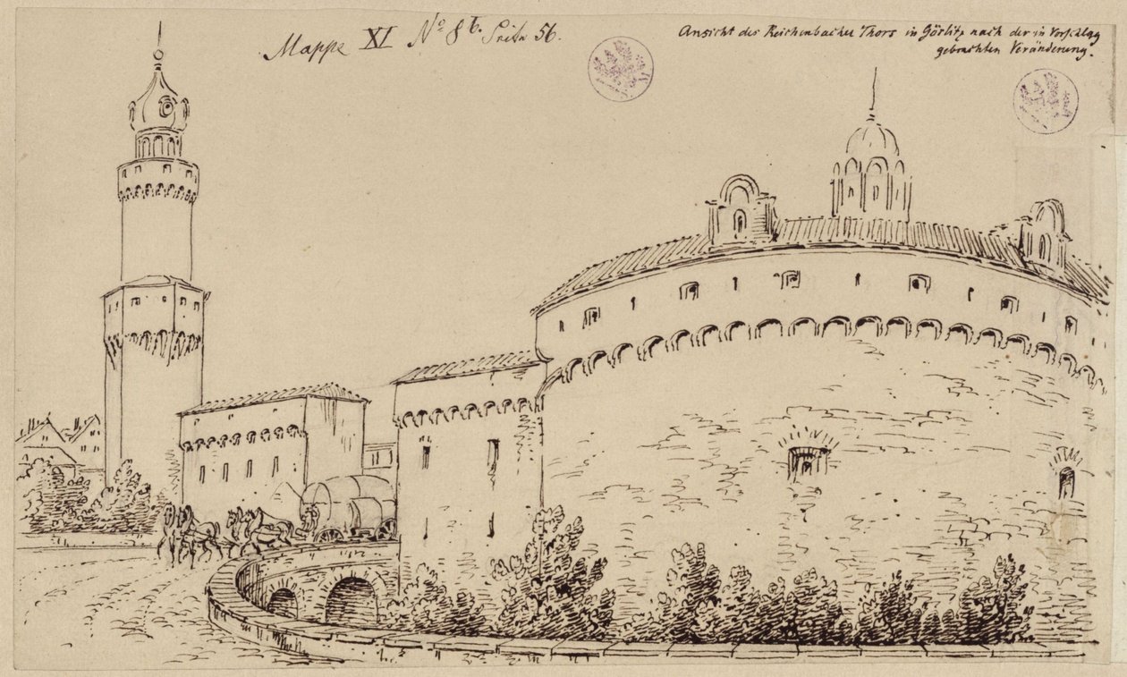 Görlitz. View of the Kaisertrutz and the Reichenbach Gate by Karl Friedrich Schinkel