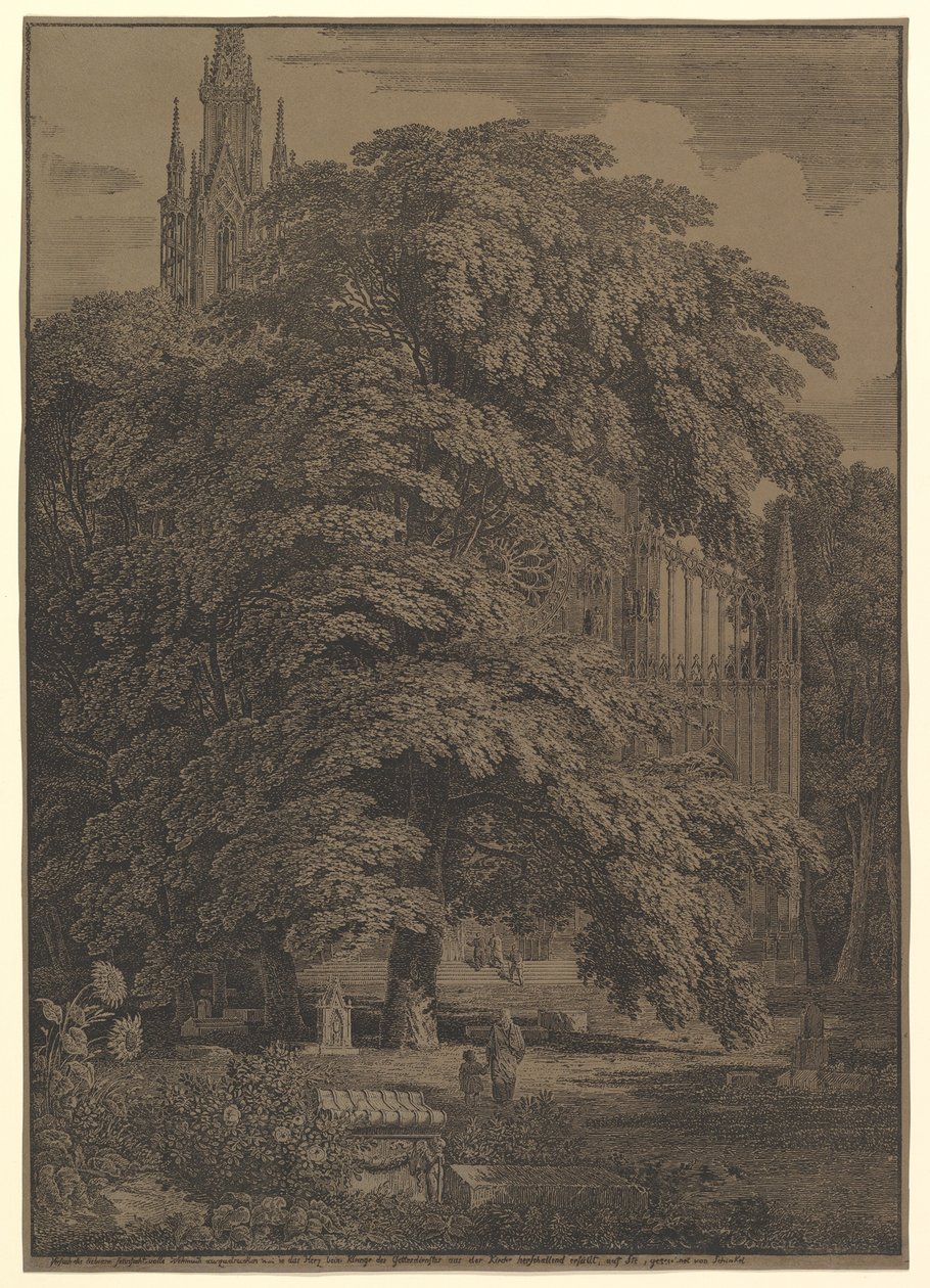 Gothic Church Hidden by a Tree, 1810 by Karl Friedrich Schinkel