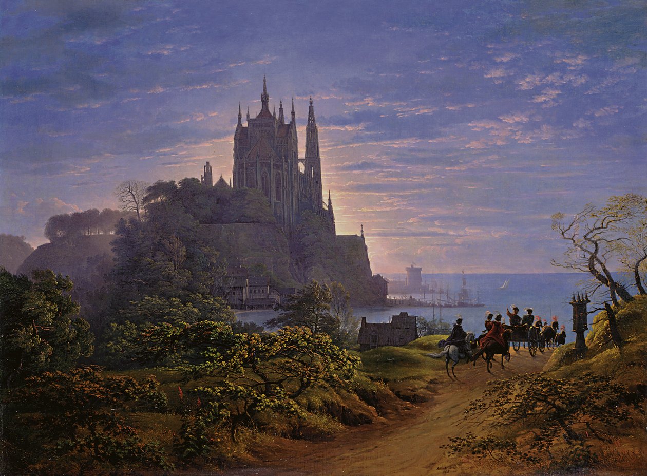 Gothic Church on a Rock by the Sea by Karl Friedrich Schinkel