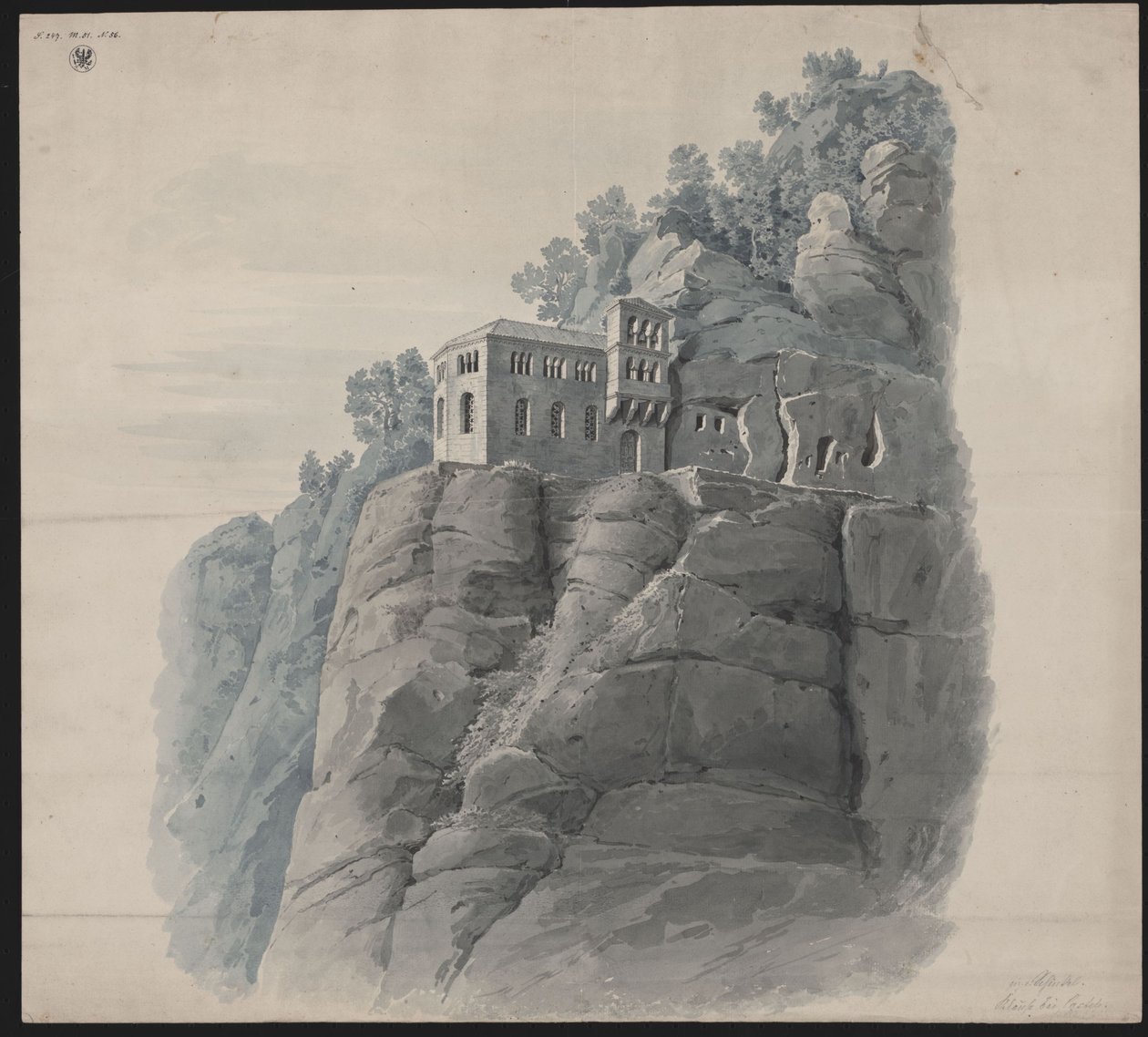 Castle near Saarburg. Hermitage. Perspective View by Karl Friedrich Schinkel