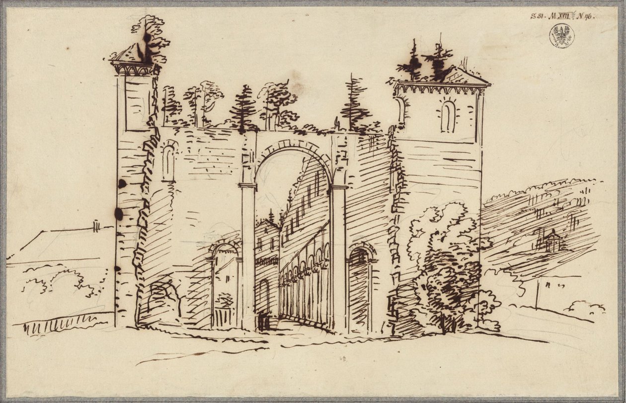 Paulinzella Monastery Ruins. View into the Nave from the East by Karl Friedrich Schinkel