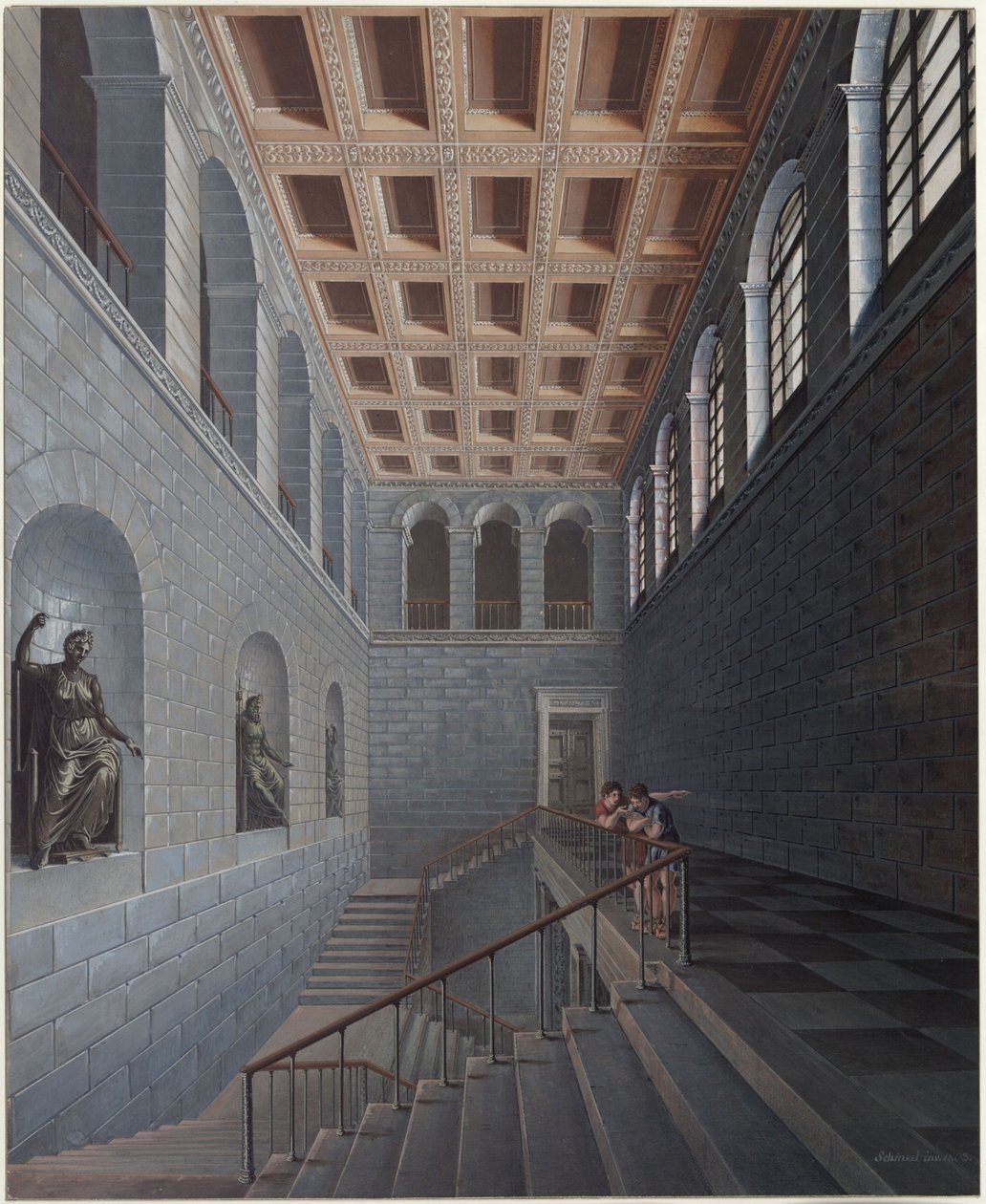 Köstritz. Castle. View of the Staircase by Karl Friedrich Schinkel