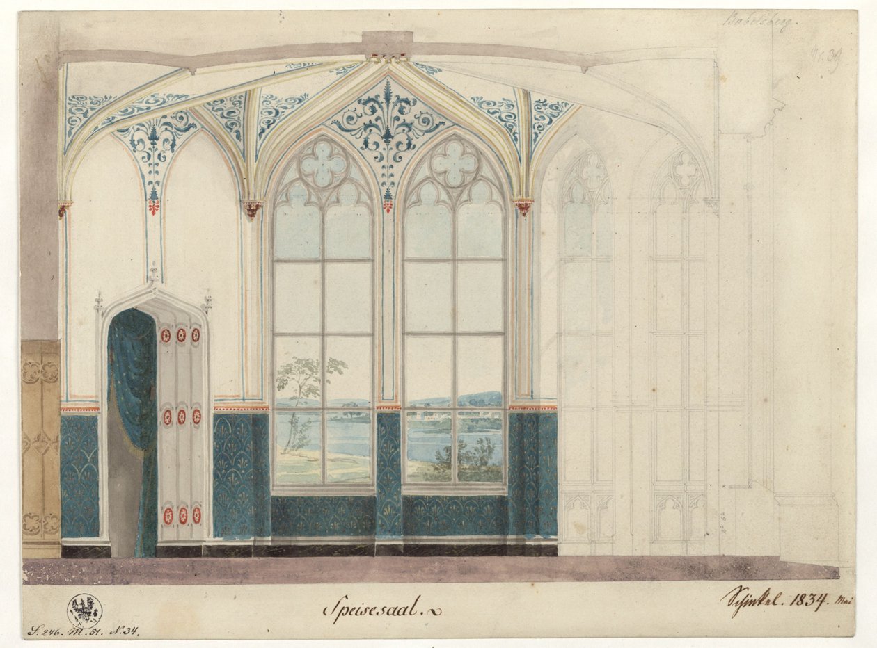 Potsdam. Babelsberg Palace. Dining Room. Wall Decoration by Karl Friedrich Schinkel