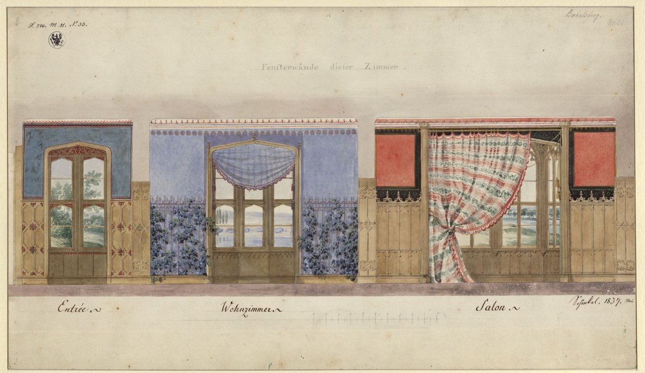 Potsdam. Babelsberg Palace. Wall Decorations by Karl Friedrich Schinkel