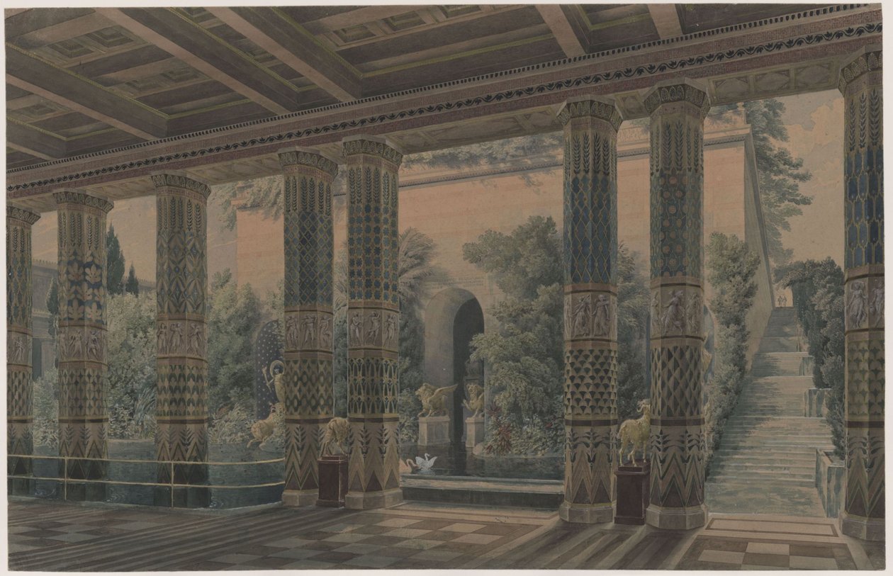Orianda Castle in Crimea. Antique Design. Reception Hall, Imperial Garden by Karl Friedrich Schinkel
